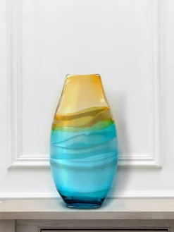 Voyage Maison Aqua Thorin Hand-Blown Glass Vase^ Glassware
