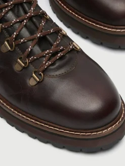 Walk London Brown Leather Connery Hiking Boots