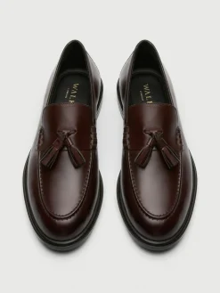 Walk London Brown Leather Putney Tassel Loafers^ Shoes