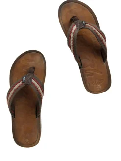 Sale Weird Fish Brown Malham Leather Look Flip Flop Slippers