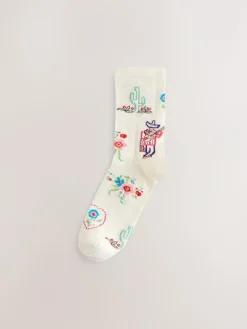 Next Western Neutral Textured Ankle Socks 3 Pack^Women Socks & Tights