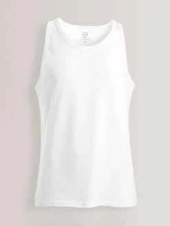 New Next 100% Cotton Layering Vests 5 Pack White