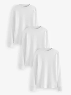 Discount Next White 100% Cotton Long Sleeve T-Shirts 3 Pack (1.5-16yrs)