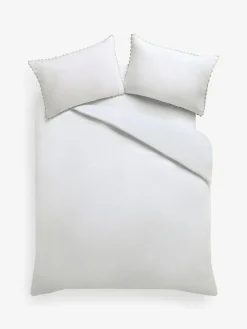 Next White 100% Cotton Ric Rac Scallop Edge Duvet Cover and Pillowcase Set^ Bedsets & Duvet Covers