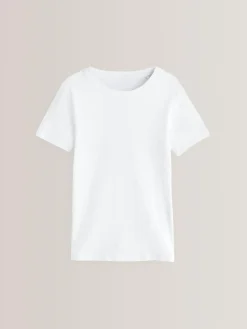 Online Next 100% Cotton Short Sleeve Vests 3 Pack (1.5-16yrs) White