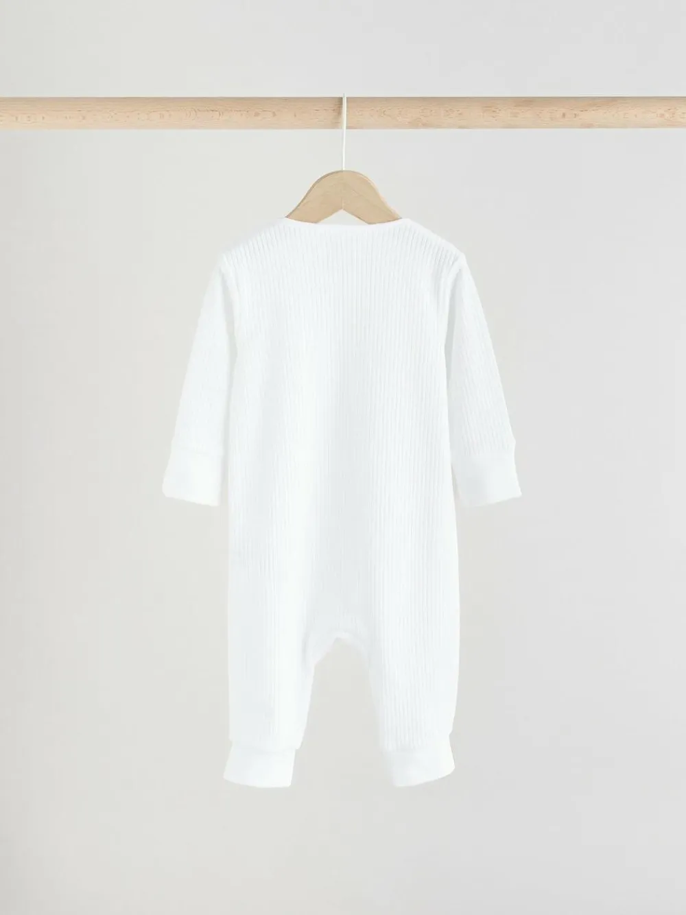 Next White 100% Cotton Two Way Zip Baby Footless Sleepsuits 3 Pack (0mths-2yrs)^BOY Multipacks|Baby Boys