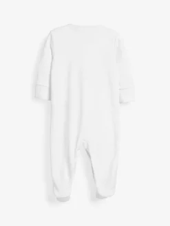 Best Next White 3 Pack 100% Cotton Baby Sleepsuits (0-18mths)