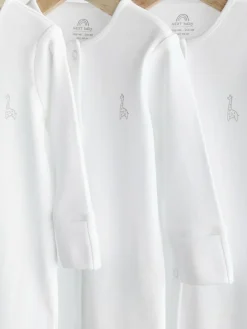 Best Next White 3 Pack 100% Cotton Baby Sleepsuits (0-18mths)