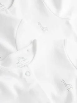 Best Next White 3 Pack 100% Cotton Baby Sleepsuits (0-18mths)