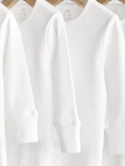 Next White 5 Pack 100% Cotton Baby Sleepsuits (0-18mths)^BOY Unisex|Nightwear