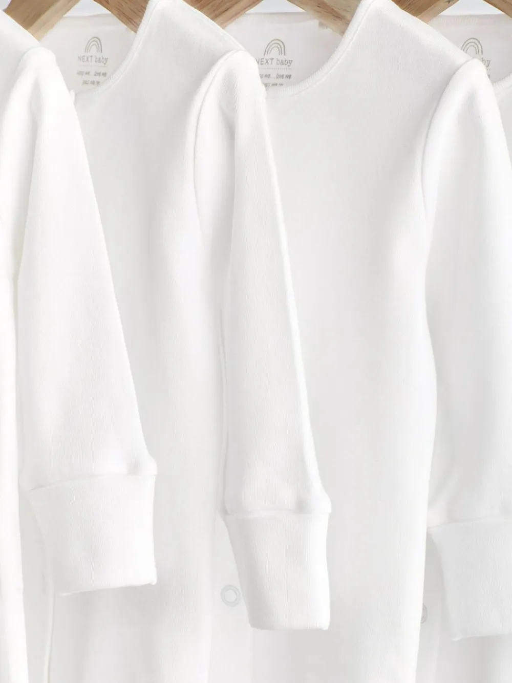 Next White 5 Pack 100% Cotton Baby Sleepsuits (0-18mths)^BOY Unisex|Nightwear