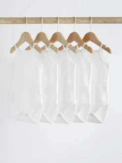 Next White 5 Pack Baby Strappy Bodysuits^BOY Unisex|Bodysuits & Vests