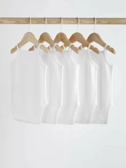 Next White 5 Pack Baby Strappy Bodysuits^BOY Unisex|Bodysuits & Vests