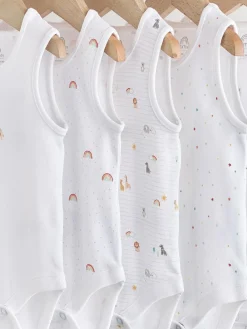 New Next White 5 Pack Baby Vest Bodysuits