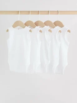 Next White 5 Pack Baby Vest Bodysuits^BOY Baby Boys|Baby Boys