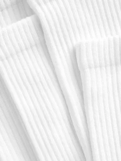 Online Next 5 Pack Cotton Rich Cushioned Footbed Ribbed Socks White