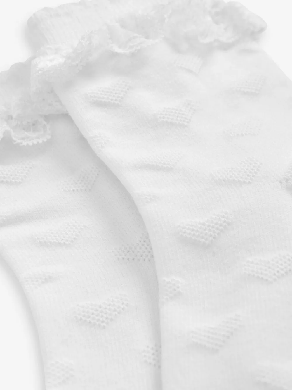 Next White 2 Pack Cotton Rich Heart Ruffle Ankle Socks^ Socks & Tights|Socks & Tights