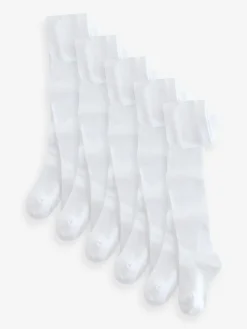 Online Next 5 Pack Cotton Rich School Tights White