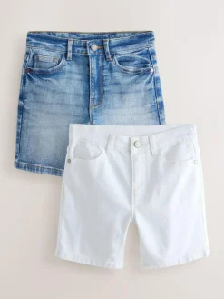 Clearance Next 2 Pack Denim Shorts (3-16yrs) White