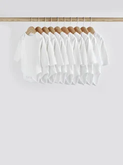 Hot Next White 10 Pack Essential Baby Long Sleeve Bodysuits