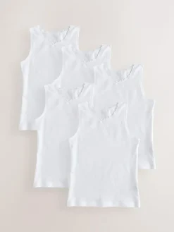 Sale Next White 5 Pack Lace Trim Vest (1.5-16yrs)