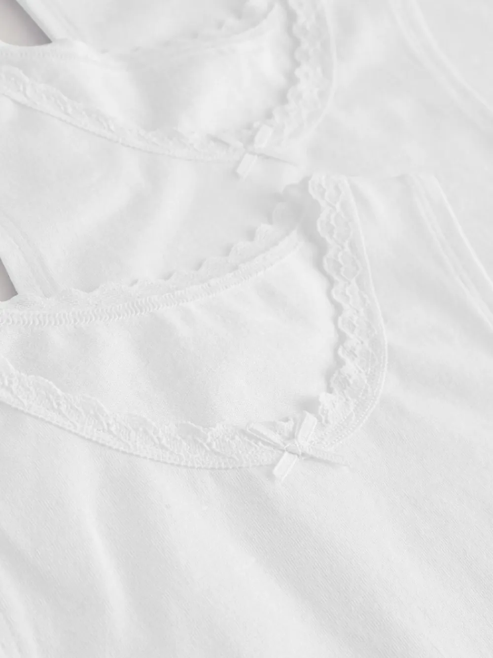 Next White 3 Pack Lace Trim Vest (1.5-16yrs)^ Tops|Nightwear