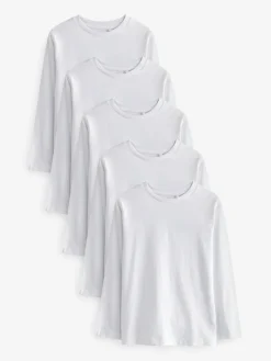 Best Next White 5 Pack Long Sleeve T-Shirts (3-16yrs)
