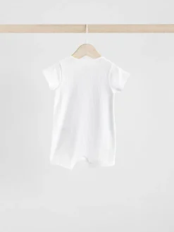 Sale Next White 3 Pack Two Way Zip Baby 100% Cotton Rompers (0mths-3yrs)