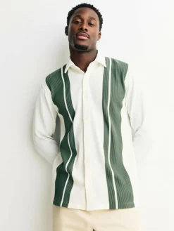 Hot Next Stripe Short Sleeve Jersey Shirt White / Sage Green