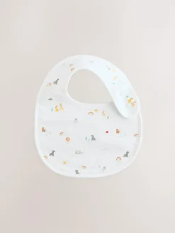 New Next White Animal Print Baby Bibs 5 Pack