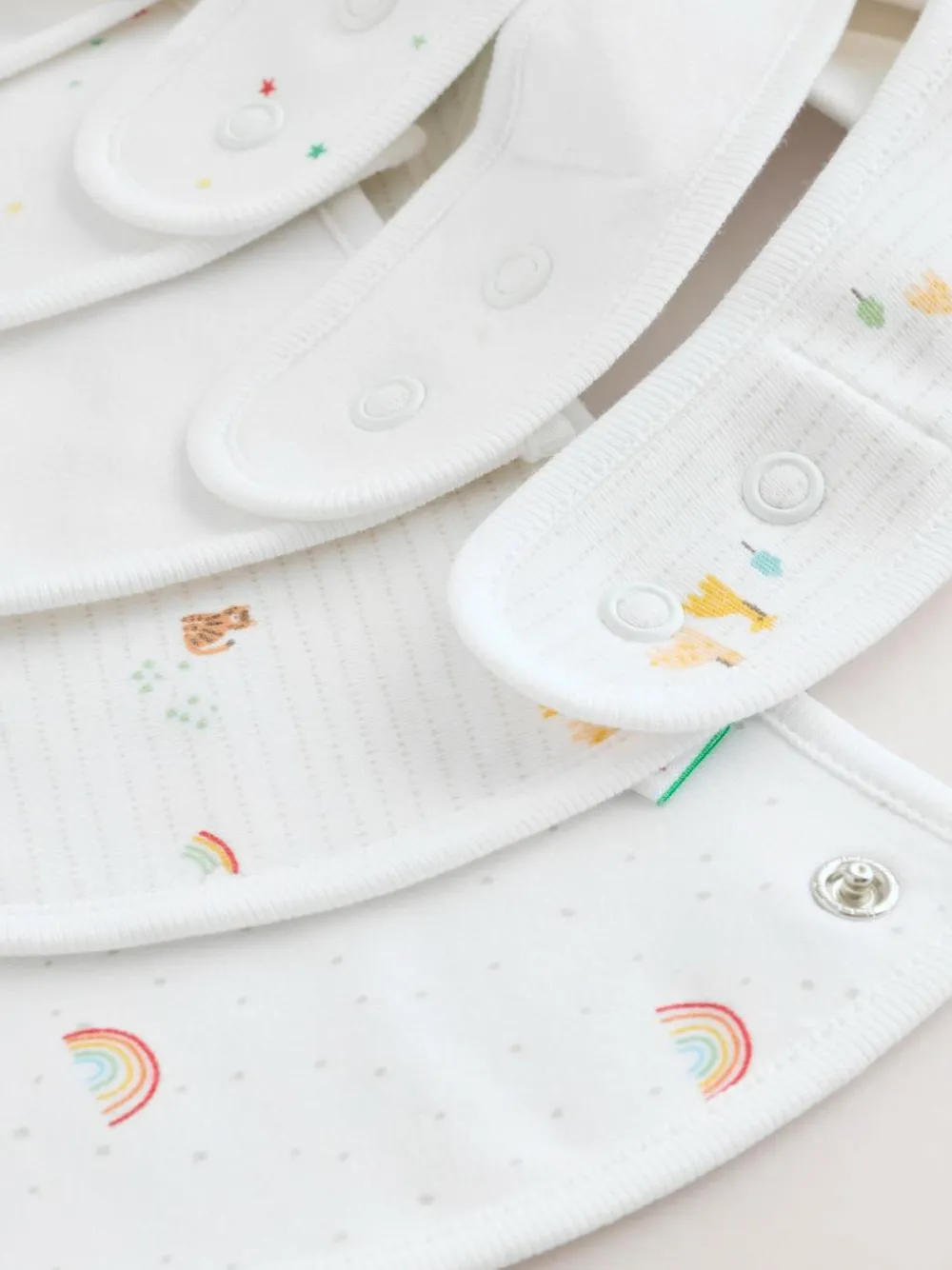 New Next White Animal Print Baby Bibs 5 Pack