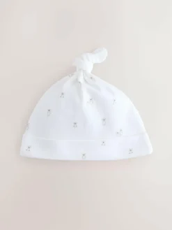 Hot Next White Baby Tie Top Hats 3 Pack (0-12mths)