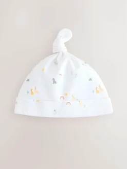 Hot Next White Baby Tie Top Hats 3 Pack (0-12mths)