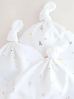 Hot Next White Baby Tie Top Hats 3 Pack (0-12mths)