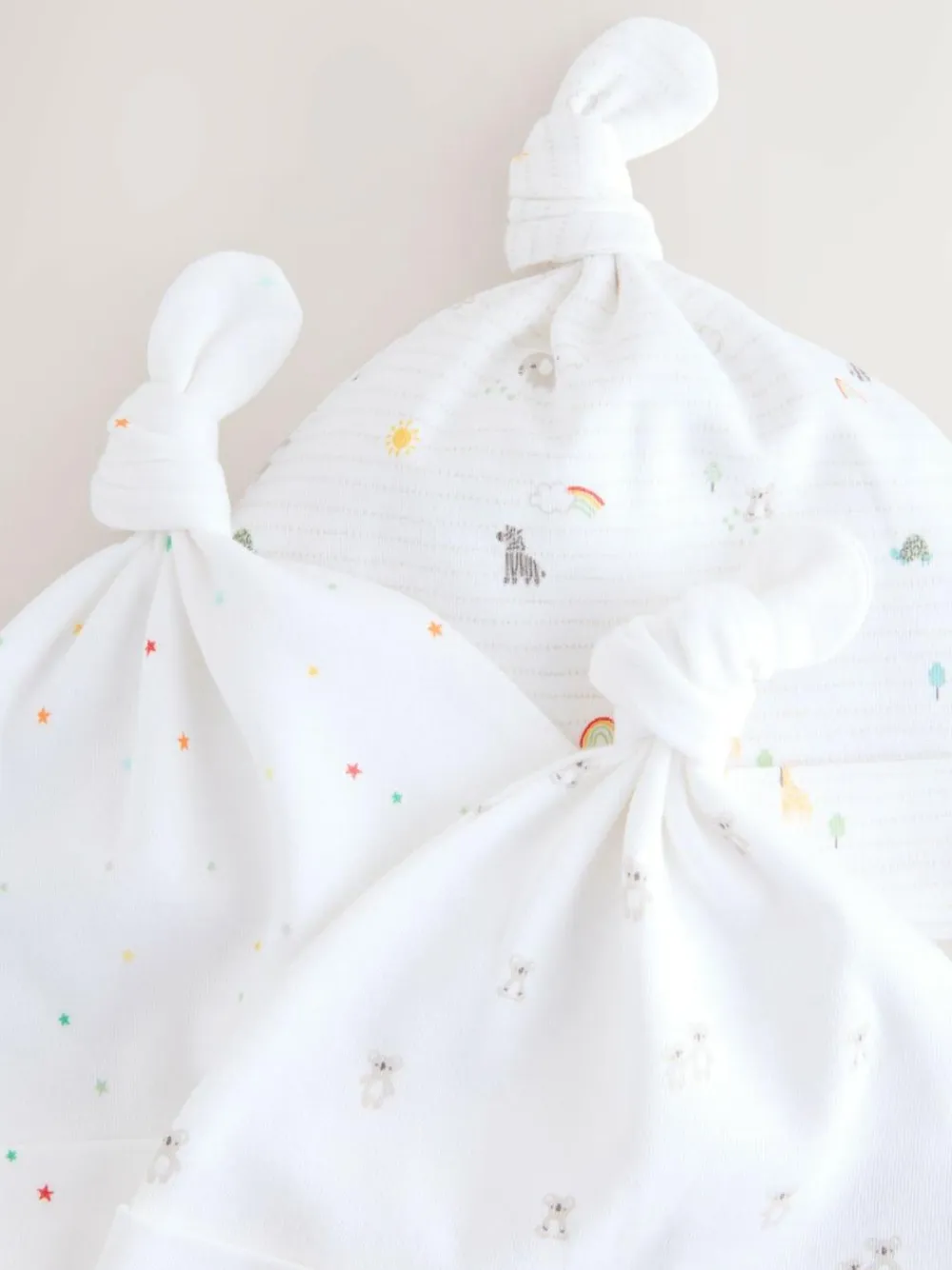 Hot Next White Baby Tie Top Hats 3 Pack (0-12mths)