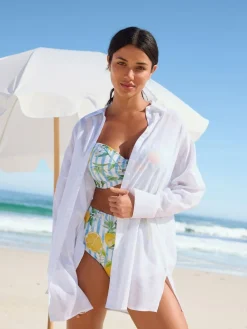 Discount Next White Beach Cover-Up Shirt