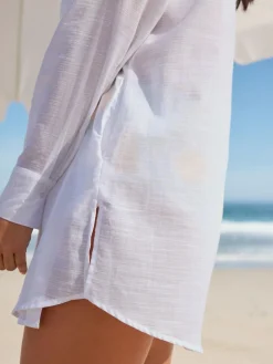 Discount Next White Beach Cover-Up Shirt