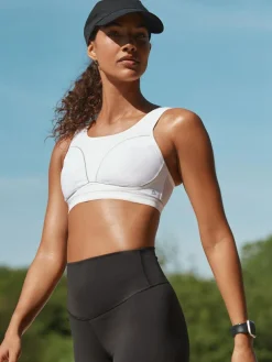 Best Next B-G Active Sports High Impact Dry Tech Non Pad Bra White