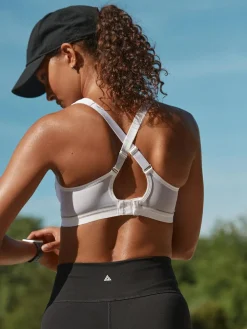 Best Next B-G Active Sports High Impact Dry Tech Non Pad Bra White