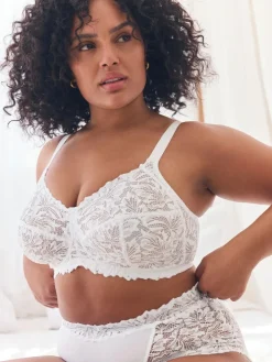 Outlet Next B-H Total Support Non Pad Non Wire Full Cup Lace Ultimate Comfort Bra White