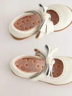 Hot Next Bow Leather Touch Fastening Shoes White