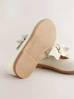 Hot Next Bow Leather Touch Fastening Shoes White
