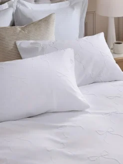 Outlet Next Bow Textured Print Duvet Cover and Pillowcase Set White