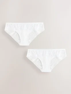 Clearance Next Brazilian Lace & Microfibre Knickers 2 Pack White