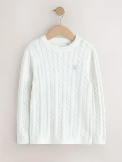 New Next White Cable Knit Crew Neck Jumper (3-16yrs)