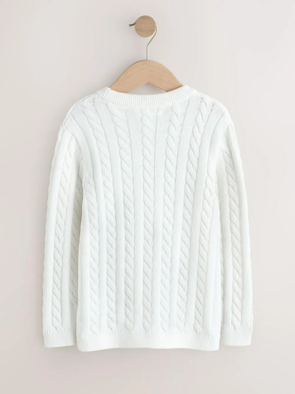 New Next White Cable Knit Crew Neck Jumper (3-16yrs)