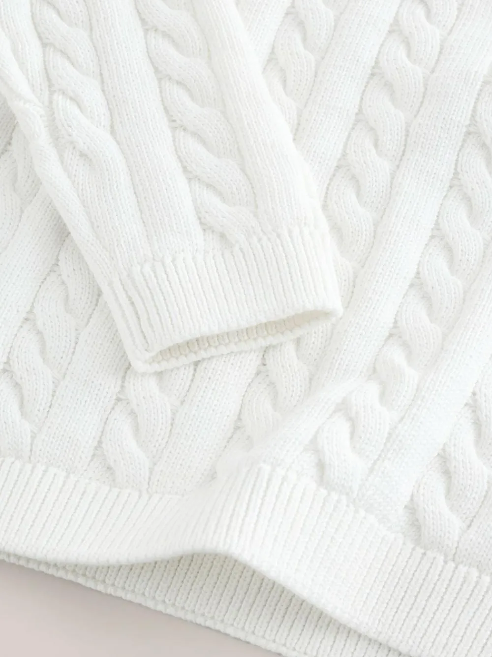 New Next White Cable Knit Crew Neck Jumper (3-16yrs)