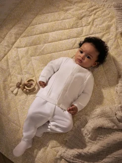 Next White Cable Knitted Baby Cardigan