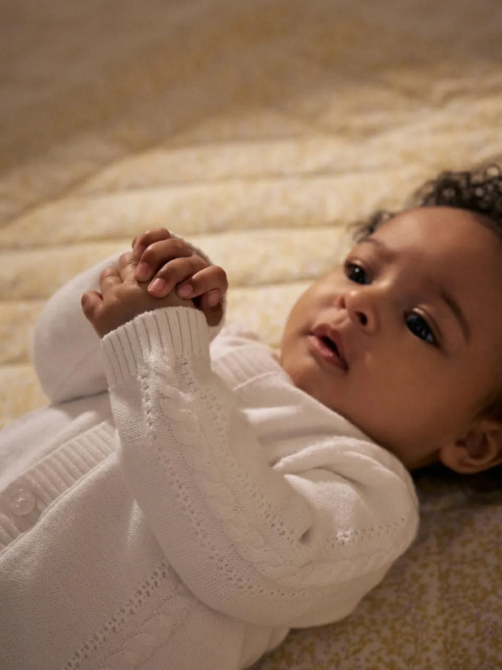 Next White Cable Knitted Baby Cardigan