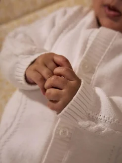 Next White Cable Knitted Baby Cardigan